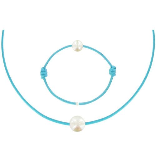 Les Poulettes Bijoux - Set Collier Et Bracelet Lien La Perle Blanche Des Poulettes - Colors