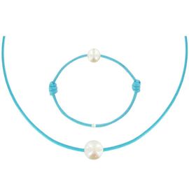 Les Poulettes Bijoux - Set Collier Et Bracelet Lien La Perle Blanche Des Poulettes - Colors