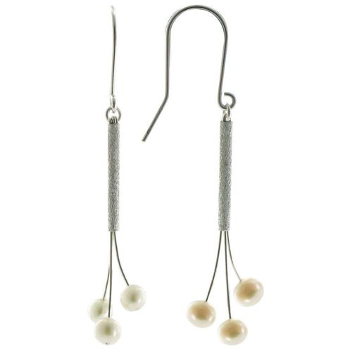 Les Poulettes Bijoux - Boucles D'oreilles Trois Perles De Culture Blanches