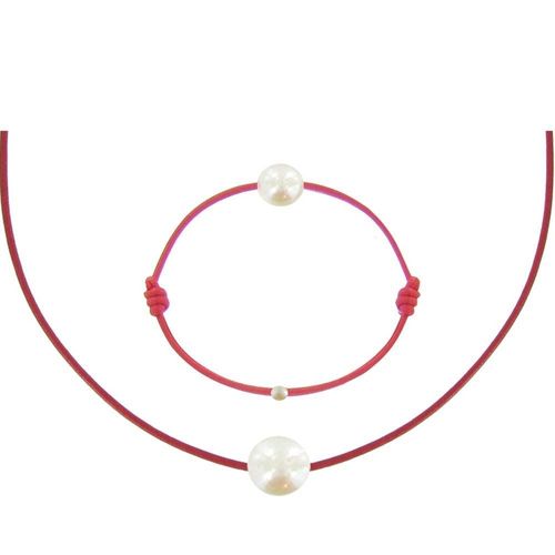 Les Poulettes Bijoux - Set Collier Et Bracelet Lien La Perle Blanche Des Poulettes - Classics