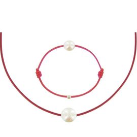 Les Poulettes Bijoux - Set Collier Et Bracelet Lien La Perle Blanche Des Poulettes - Classics