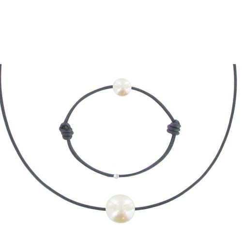Les Poulettes Bijoux - Set Collier Et Bracelet Lien La Perle Blanche Des Poulettes - Classics