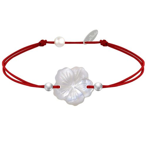 Les Poulettes Bijoux - Bracelet Lien Fleur De Nacre Ivoire Et Perles D'argent - Classics