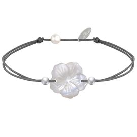 Les Poulettes Bijoux - Bracelet Lien Fleur De Nacre Ivoire Et Perles D'argent - Classics