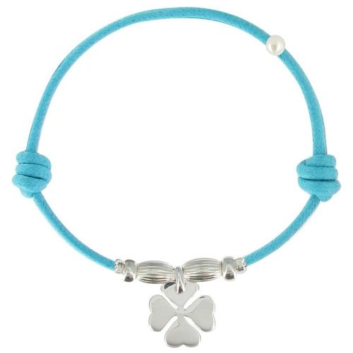 Les Poulettes Bijoux - Bracelet Lien Trèfle Argent - Colors