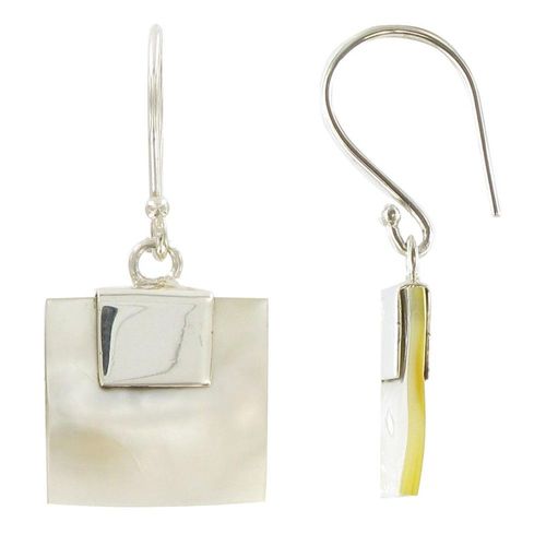 Les Poulettes Bijoux - Boucles D'oreilles Argent Et Carré De Nacre