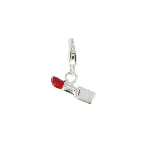 Les Poulettes Bijoux - Charms Argent 925 - Rouge À Lèvres - Rouge Et Argent