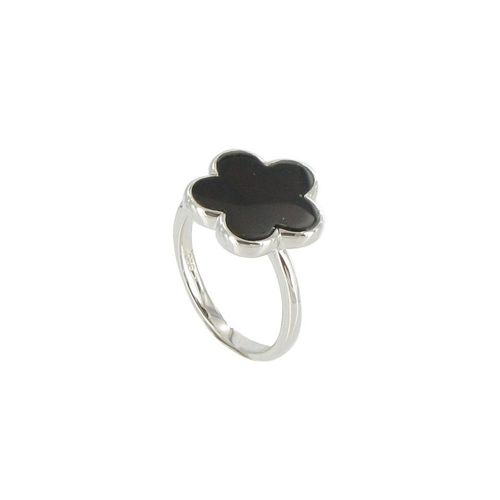 Les Poulettes Bijoux - Bague Argent Chance Onyx Noir