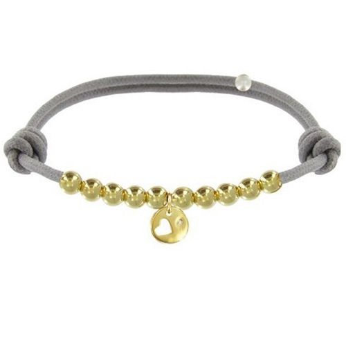 Les Poulettes Bijoux - Bracelet Lien Médaille Coeur Et Perles Plaquées Or - Classics