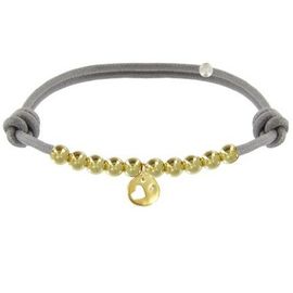 Les Poulettes Bijoux - Bracelet Lien Médaille Coeur Et Perles Plaquées Or - Classics