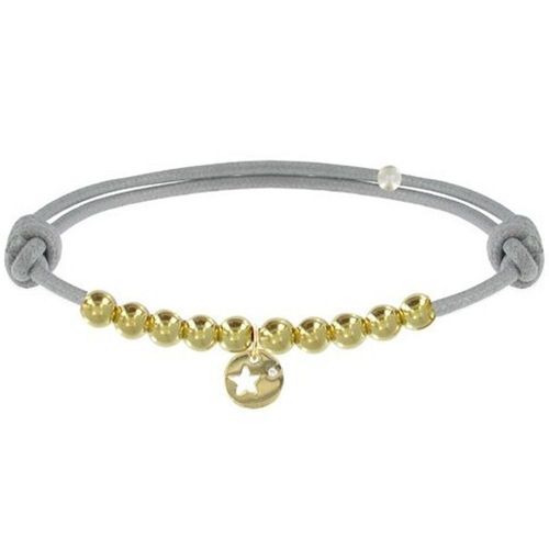 Les Poulettes Bijoux - Bracelet Lien Médaille Etoile Et Perles Plaquées Or - Classics