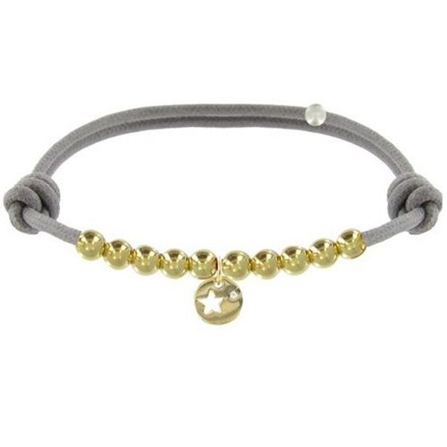 Les Poulettes Bijoux - Bracelet Lien Médaille Etoile Et Perles Plaquées Or - Classics