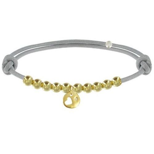 Les Poulettes Bijoux - Bracelet Lien Médaille Coeur Et Perles Plaquées Or - Classics