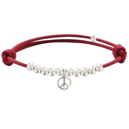 Les Poulettes Bijoux - Bracelet Médaille Peace And Love Et Perles En Argent - Classics