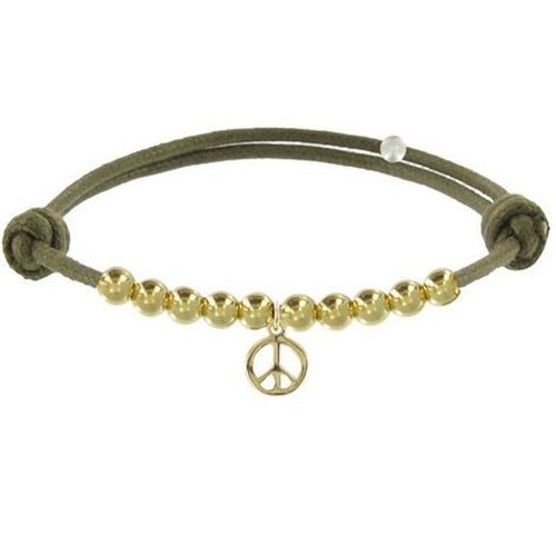 Les Poulettes Bijoux - Bracelet Médaille Peace And Love Et Perles Plaquées Or - Classics