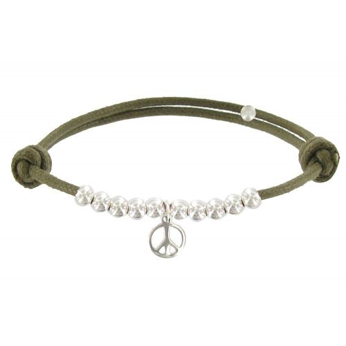Les Poulettes Bijoux - Bracelet Médaille Peace And Love Et Perles En Argent - Classics