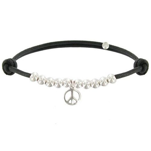 Les Poulettes Bijoux - Bracelet Médaille Peace And Love Et Perles En Argent - Classics