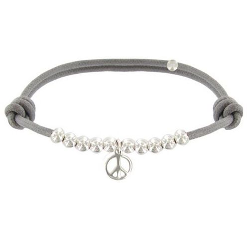 Les Poulettes Bijoux - Bracelet Médaille Peace And Love Et Perles En Argent - Classics