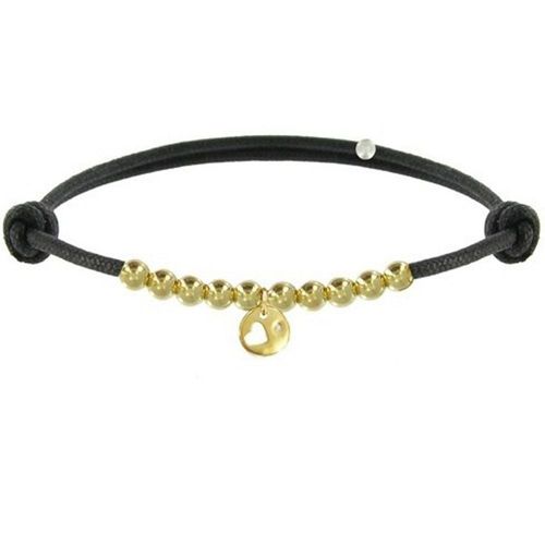 Les Poulettes Bijoux - Bracelet Lien Médaille Coeur Et Perles Plaquées Or - Classics