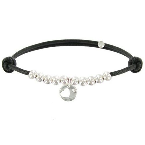 Les Poulettes Bijoux - Bracelet Lien Médaille Coeur Et Perles En Argent - Classics