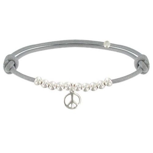 Les Poulettes Bijoux - Bracelet Médaille Peace And Love Et Perles En Argent - Classics