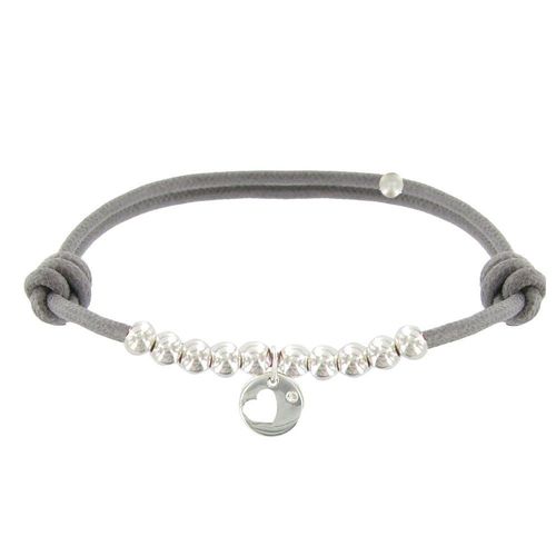Les Poulettes Bijoux - Bracelet Lien Médaille Coeur Et Perles En Argent - Classics