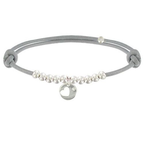 Les Poulettes Bijoux - Bracelet Lien Médaille Coeur Et Perles En Argent - Classics