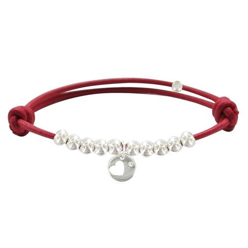 Les Poulettes Bijoux - Bracelet Lien Médaille Coeur Et Perles En Argent - Classics