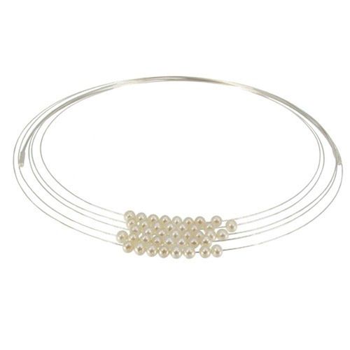 Les Poulettes Bijoux - Collier Multi-Fils Argent Rhodié Et Perles Blanches