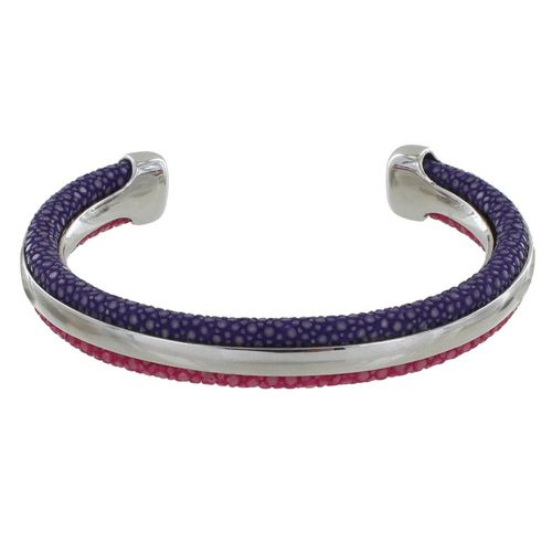 Les Poulettes Bijoux - Bracelet Bicolore Laiton Rhodié Et Cuir