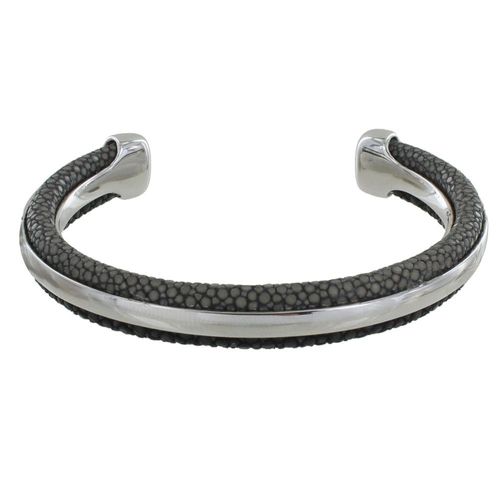 Les Poulettes Bijoux - Bracelet Bicolore Laiton Rhodié Et Cuir