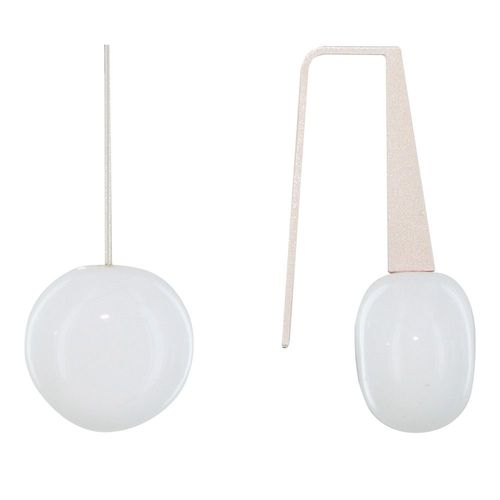 Les Poulettes Bijoux - Boucles D'oreilles Crochet Plat Métal Argenté Et Galets Céramique