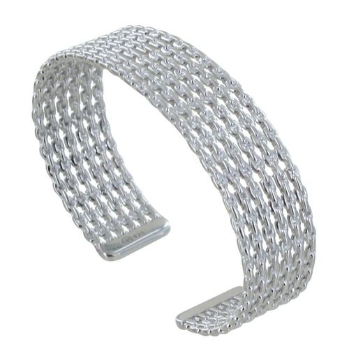 Les Poulettes Bijoux - Bracelet Argent Rhodié Demi Jonc De Chaines
