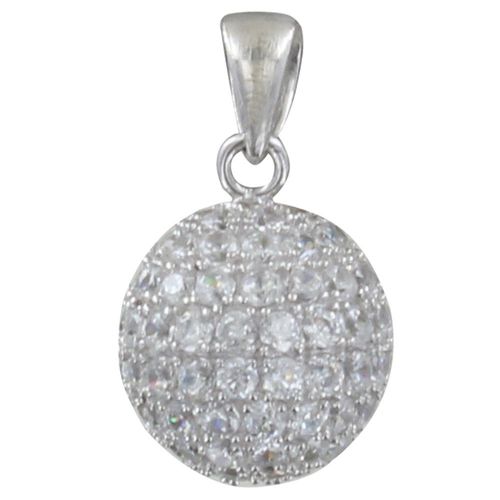Les Poulettes Bijoux - Pendentif Argent Rhodié Bille De Strass Et Arabesque