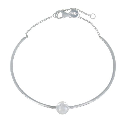 Les Poulettes Bijoux - Bracelet Argent Rhodié Demi Jonc Et Perle