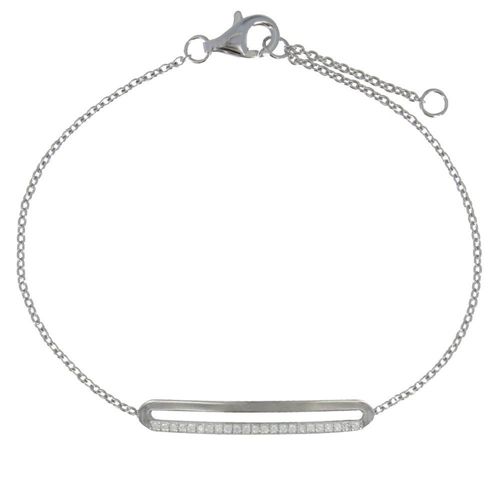 Les Poulettes Bijoux - Bracelet Argent Rhodié Rectangle Ajouré Et Strass