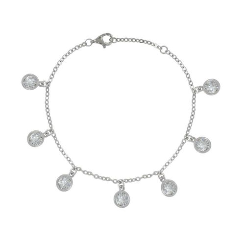Les Poulettes Bijoux - Bracelet Argent Rhodié Breloques Strass Rond