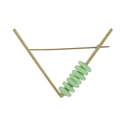 Les Poulettes Bijoux - Broche Laiton Triangle Et Petits Disques De Verre