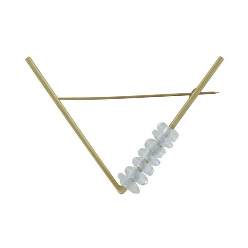 Les Poulettes Bijoux - Broche Laiton Triangle Et Petits Disques De Verre