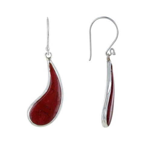 Les Poulettes Bijoux - Boucles D'oreilles Argent Larme Couleur Corail