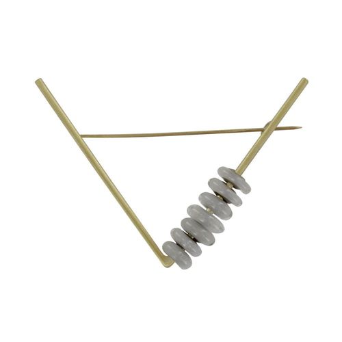 Les Poulettes Bijoux - Broche Laiton Triangle Et Petits Disques De Verre