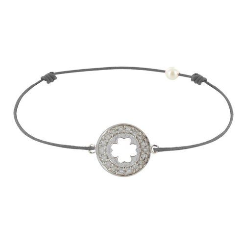 Les Poulettes Bijoux - Bracelet Lien Argent Médaille Porte Chance Et Strass - Classics