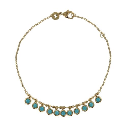 Les Poulettes Bijoux - Bracelet Plaqué Or Breloques Turquoise