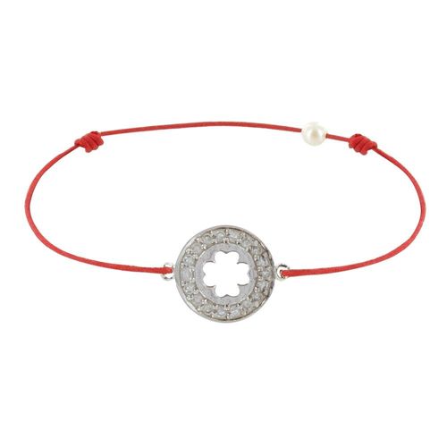 Les Poulettes Bijoux - Bracelet Lien Argent Médaille Porte Chance Et Strass - Classics