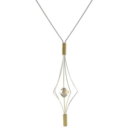 Les Poulettes Bijoux - Collier Argent Et Plaqué Or Lanterne Et Cristal - Grand Modèle