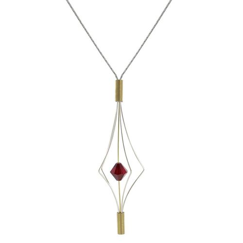 Les Poulettes Bijoux - Collier Argent Et Plaqué Or Lanterne Et Cristal - Grand Modèle