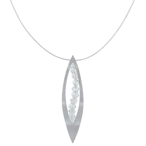 Les Poulettes Bijoux - Collier Argent Feuille Ajourée Et Cristal - Grand Modèle