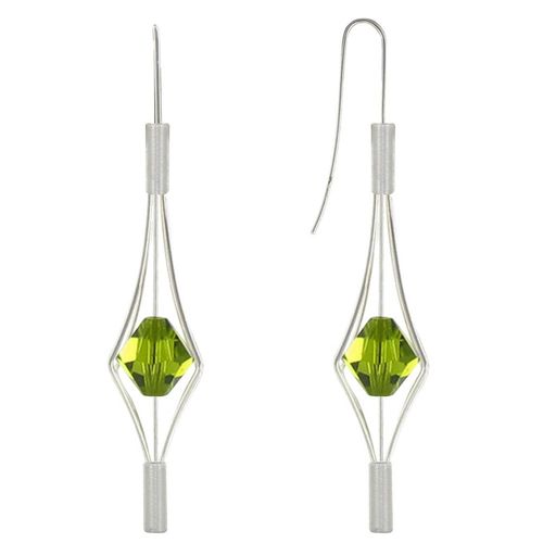 Les Poulettes Bijoux - Boucles D'oreilles Argent Lanterne Et Cristal - Grand Modèle