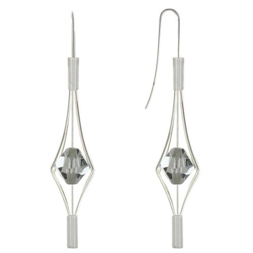 Les Poulettes Bijoux - Boucles D'oreilles Argent Lanterne Et Cristal - Grand Modèle
