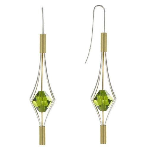Les Poulettes Bijoux - Boucles D'oreilles Argent Et Plaqué Or Lanterne Et Cristal - Grand Modèle